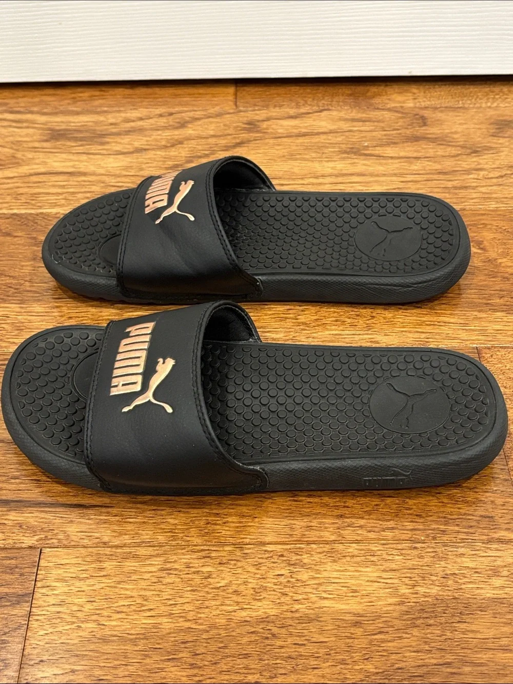 Puma Black Slides with Rose Gold Logo 7